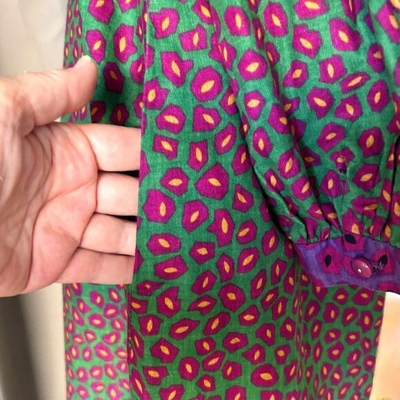Vintage 80’s Neiman Marcus Green Purple Dress 16 - Picture 6 of 9